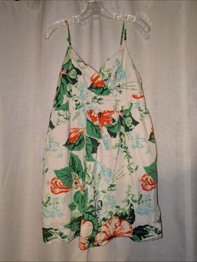 Tommy Hilfiger White Floral Mini Dress with Green and Orange Print